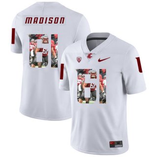 Washington State Cougars 61 Cole Madison WhiteFashion College Football Jersey