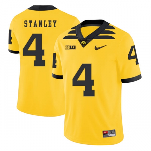 Iowa Hawkeyes 4 Nathan Stanley Yellow College Football Jersey