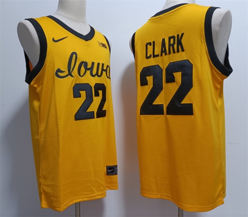 Men's Iowa Hawkeyes #22 Caitlin Clark Yellow Stitched Jersey