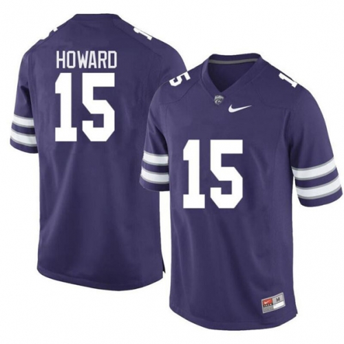 Men's Kansas State Wildcats #15 Will Howard Purple Limited Stitched Jersey