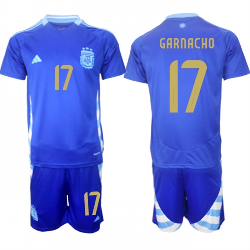 Men's Argentina #17 Alejandro Garnacho Blue 2024-25 Away SoccerJersey Suit