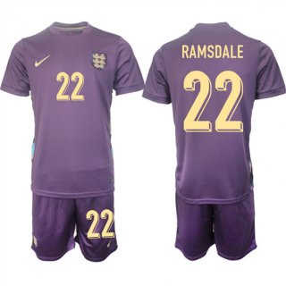 Men's England #22 Aaron Ramsdale 2024-25 Purple Away Soccer Jersey Suit