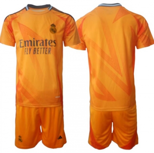 Men's Real Madrid Custom 24-25 Orange Away Soccer Jersey Suit