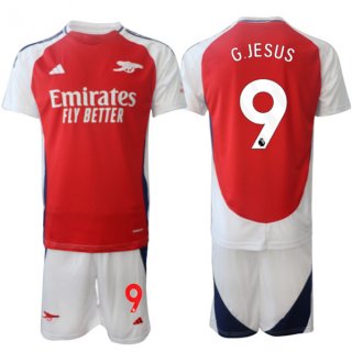 Men's Arsenal F.C #9 Gabriel Jesus 2024 Red Home Soccer Jersey Suit