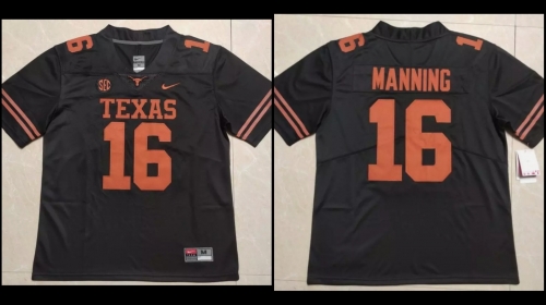 Men's Texas Longhorns #16 Peyton Manning Black Stitched Jersey