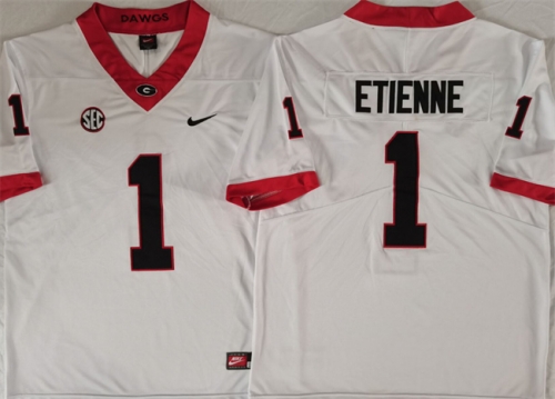 Men's Georgia Bulldogs #1 Trevor Etienne White Stitched Jersey