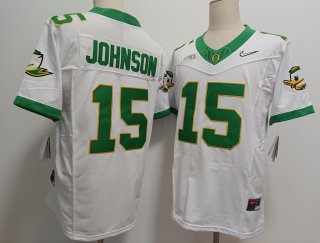 Men's Oregon Ducks #15 Tez Johnson White 2024 FUSE College Football Jersey