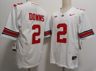 Men's Ohio State Buckeyes #2 Caleb Downs White FUSE College Football Jersey