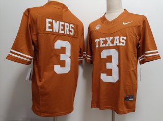 Men's Texas Longhorns #3 Quinn Ewers Orange FUSE College Stitched Jersey