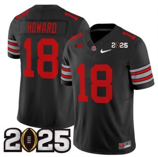 Men's Ohio State Buckeyes #18 Will Howard Black 2025 CFP Final Patch F.U.S.E. Vapor Limited Stitched Football Jersey