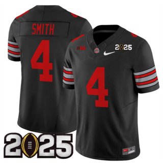 Men's Ohio State Buckeyes #4 Jeremiah Smith Black 2025 CFP Final Patch F.U.S.E. Vapor Limited Stitched Football Jersey