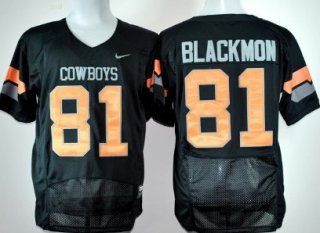 Oklahoma State Cowboys #81 Justin Blackmon Black Pro Combat Jersey