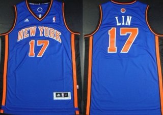 New York Knicks #17 Jeremy Lin Revolution 30 Blue Swingman Jersey