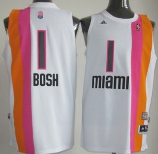 Miami Floridians #1 Chris Bosh ABA Hardwood Classic Swingman White No Holes Jersey