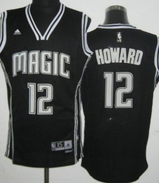 Orlando Magic #12 Dwight Howard Revolution 30 Swingman Black With White Jersey