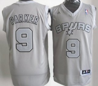 San Antonio Spurs #9 Tony Parker Revolution 30 Swingman Gray Big Color Jersey