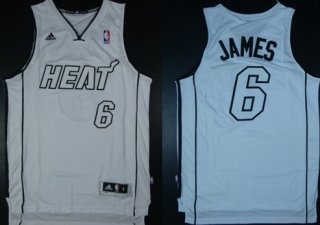 Miami Heats #6 LeBron James Revolution 30 Swingman White Big Color Jersey