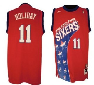 Philadelphia 76ers #11 Jrue Holiday ABA Hardwood Classic Fashion Swingman Red Jersey