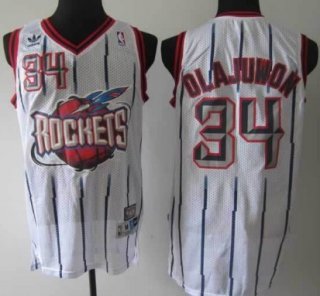 Houston Rockets #34 Hakeem Olajuwon ABA Hardwood Classic Swingman White Jersey