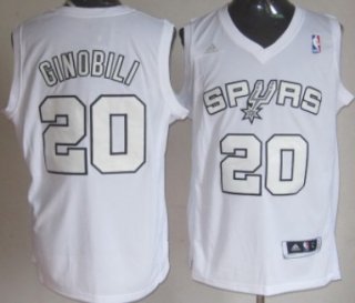 San Antonio Spurs #20 Manu Ginobili Revolution 30 Swingman White Big Color Jersey
