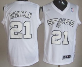 San Antonio Spurs #21 Tim Duncan Revolution 30 Swingman White Big Color Jersey