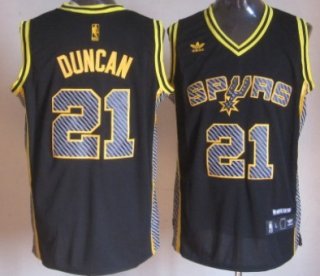 San Antonio Spurs #21 Tim Duncan Black Electricity Fashion Jersey