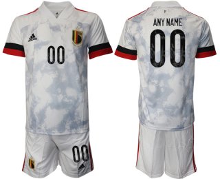 Men 2021 European Cup Belgium away white customized Soccer Jersey