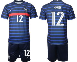 Men 2020-2021 European Cup France home blue 12 Soccer Jersey