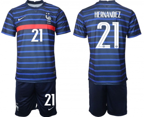 Men 2020-2021 European Cup France home blue 21 Soccer Jersey