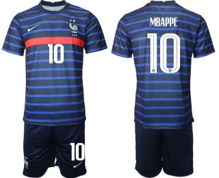 Men 2020-2021 European Cup France home blue 10 Soccer Jersey1