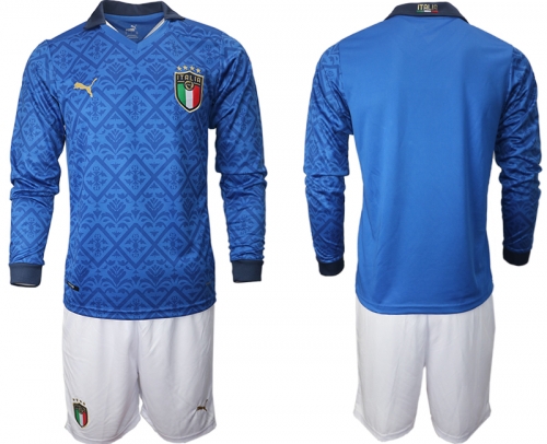 Men 2021 European Cup Italy home Long sleeve soccer jerseys