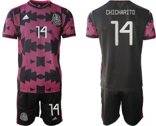 Men 2020-2021 Season National team Mexico home black 14 Soccer Jersey