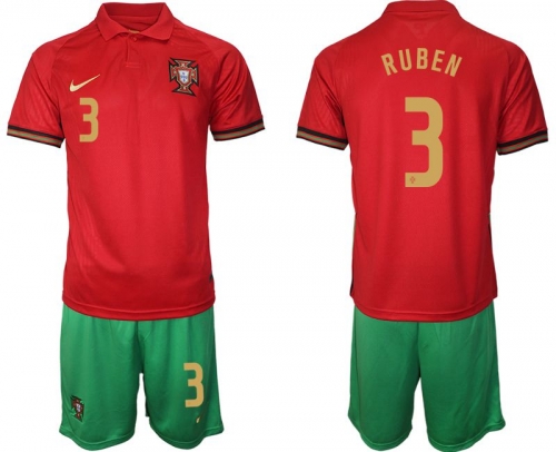 Men 2020-2021 European Cup Portugal home red 3 Nike Soccer Jerseys