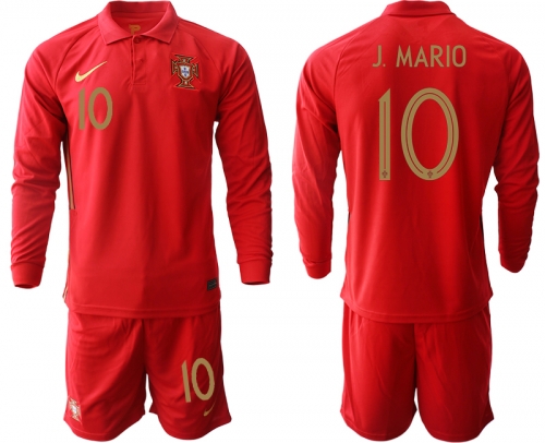 Men 2021 European Cup Portugal home red Long sleeve 10 Soccer Jersey