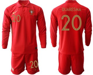 Men 2021 European Cup Portugal home red Long sleeve 20 Soccer Jersey1