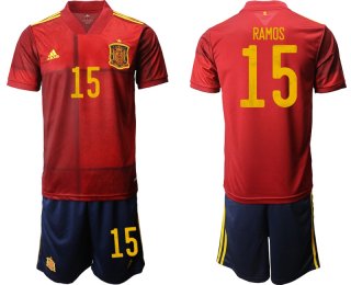 Men 2021 European Cup Spain home red 15 Soccer Jersey