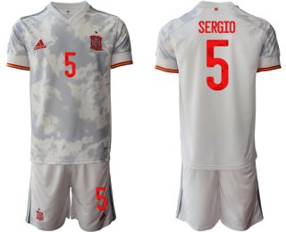 Men 2021 European Cup Spain away white 5 Soccer Jersey