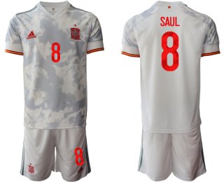 Men 2021 European Cup Spain away white 8 Soccer Jersey