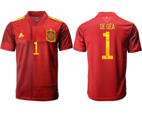 Men 2021 Europe Spain home AAA version 1 soccer jerseys