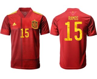 Men 2021 Europe Spain home AAA version 15 soccer jerseys