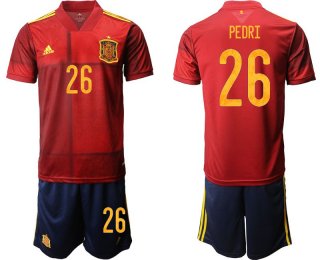 Men 2020-2021 European Cup Spain home red 26 Adidas Soccer Jersey