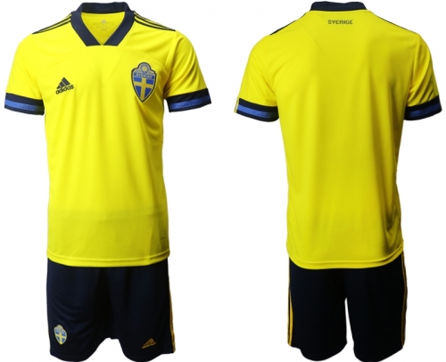 Men 2021 European Cup Sweden home yellow Soccer Jersey