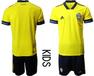 Youth 2021 European Cup Sweden home yellow Soccer Jersey