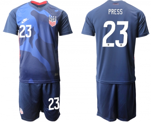 Men 2020-2021 Season National team United States away blue 23 Soccer Jersey