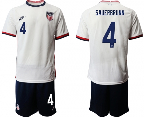 Men 2020-2021 Season National team United States home white 4 Soccer Jersey