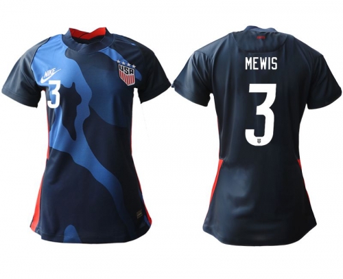 Women 2020-2021 Season National Team America away aaa 3 blue Soccer Jerseys