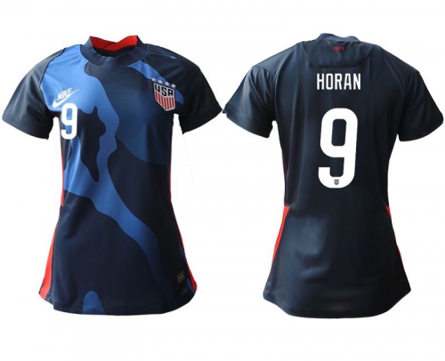 Women 2020-2021 Season National Team America away aaa 9 blue Soccer Jerseys