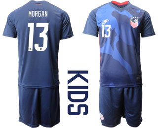 Youth 2020-2021 Season National team United States away blue 13 Soccer Jersey