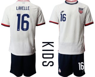 Youth 2020-2021 Season National team United States home white 16 Soccer Jersey