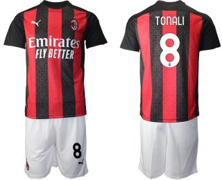 Men 2020-2021 club AC milan home 8 red Soccer Jerseys